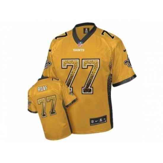 Nike New Orleans Saints 77 Willie Roaf Gold Elite Drift Fashion NFL Jersey